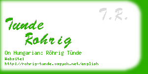 tunde rohrig business card